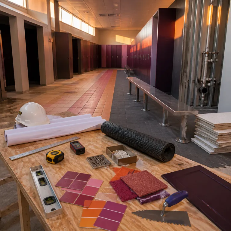 Locker room and changing room construction cost per square foot for hospitality assets